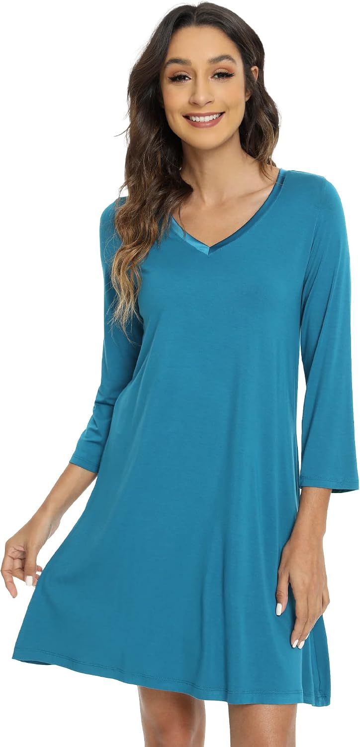 GYS Womens Bamboo Viscose Nightgown Super Soft Lightweight Night Shirts for Sleeping