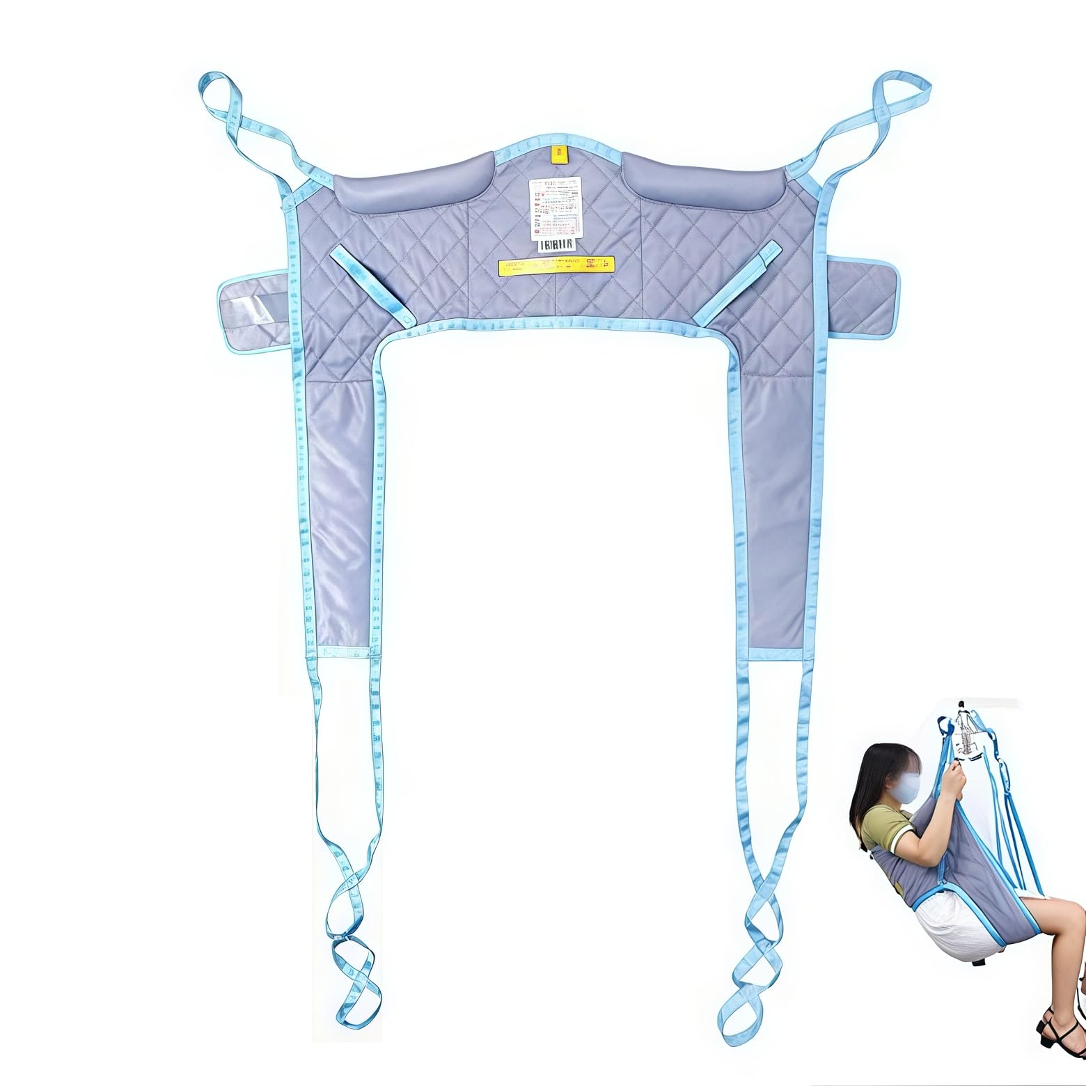 Arnés de elevación para inodoro, arnés de transferencia de pacientes con abertura de inodoro, diseño en forma de U para silla de ruedas y cama