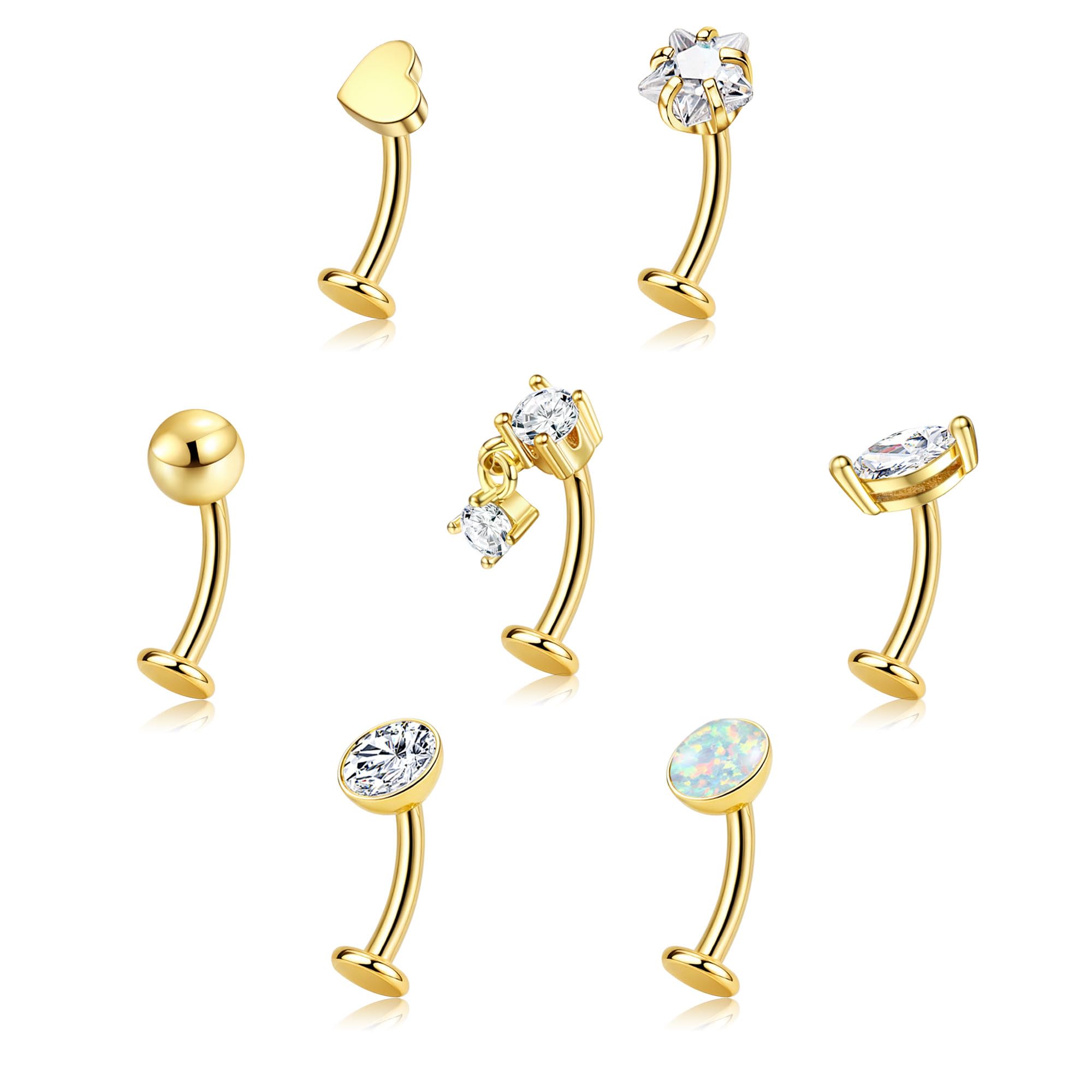KRFY Piercings Ombligo para Mujeres, Oro/Plata Piercing Ombligo Acero Quirurgico — view 8