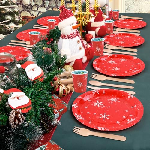 Anstore Red Christmas Tableware Set for 25 Guests, 200 Pieces - Image 6