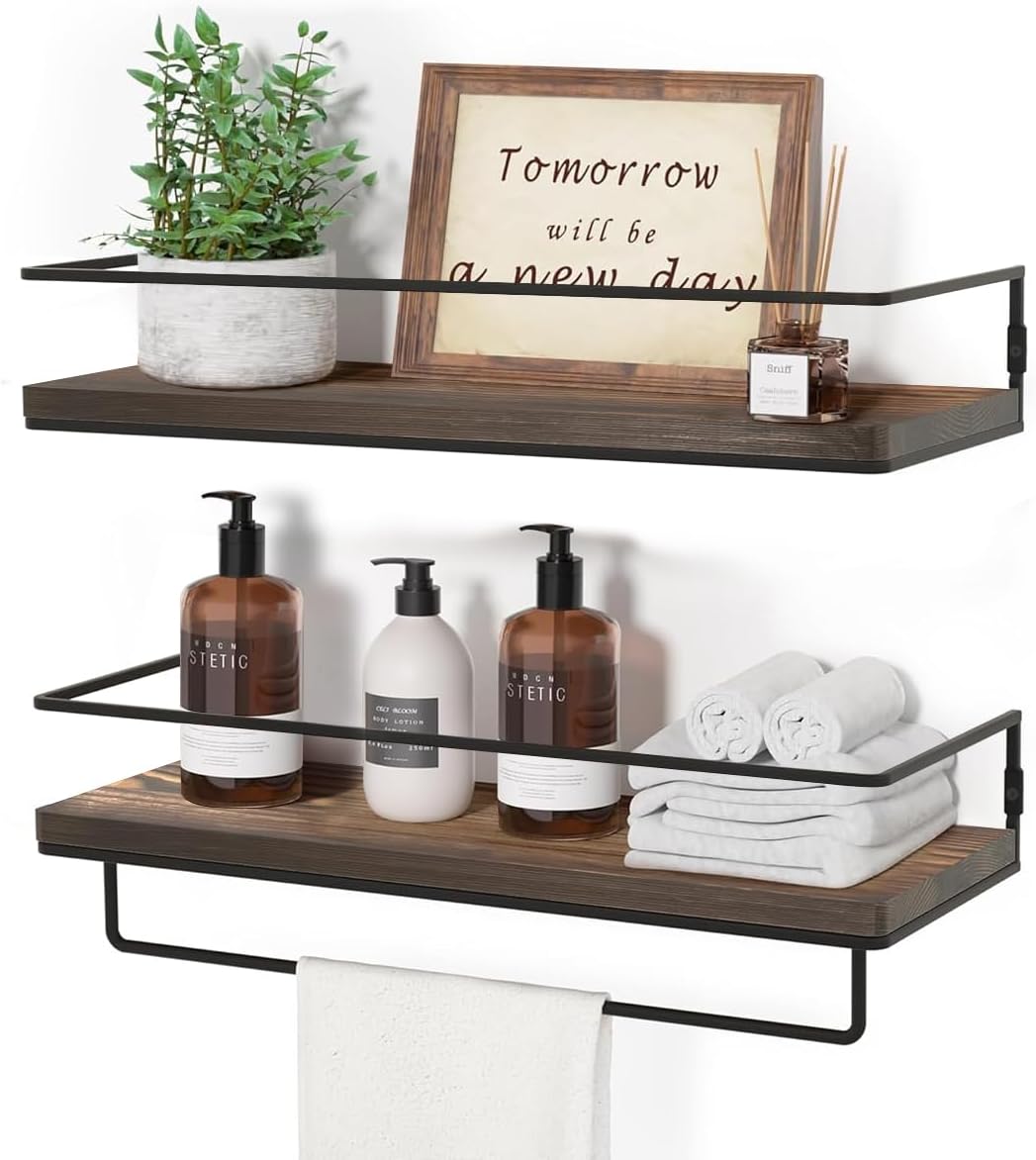 DelSol Floating Shelves for Wall Wooden Wall Mounted Storage Shelves ...