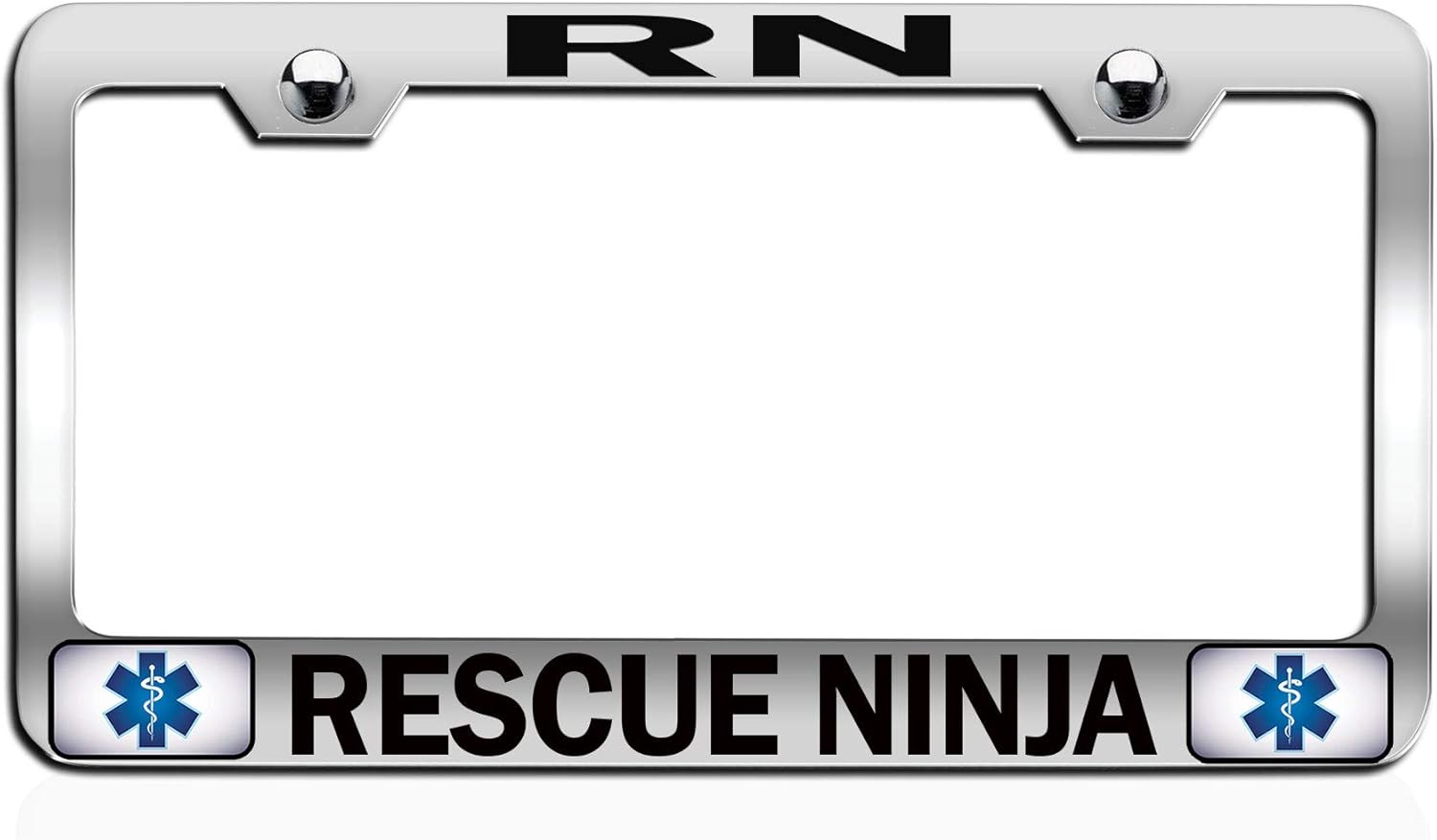 RN Rescue Ninja Paramedic Doctor Nurse Chrome Steel Auto SUV License Plate Frame License Tag Holder, P47