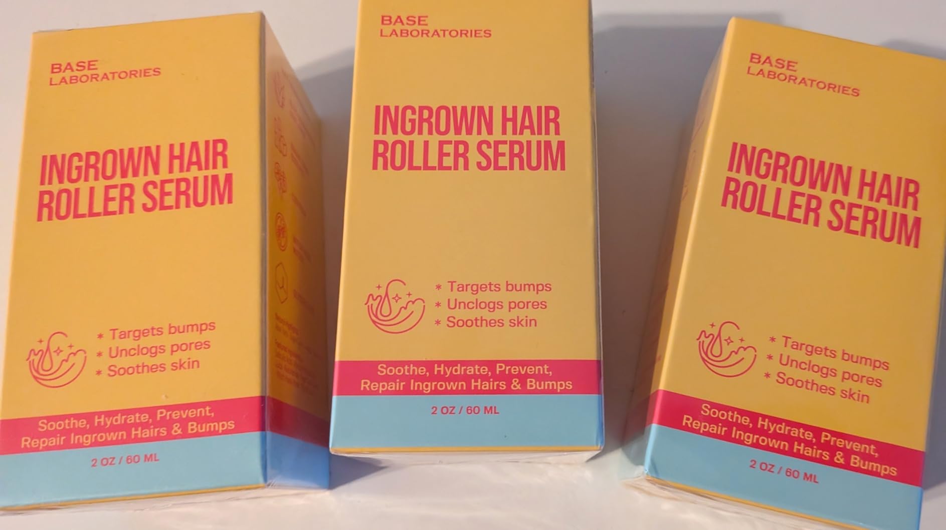 Base Laboratories Ingrown Hair Treatment - Roller Serum – Skin Smoothing Roll-On for Ingrown Hairs & Razor Bumps – Salicylic Acid, Glycolic Acid, Niacinamide – Bikini Line, Underarms & Legs (2oz)