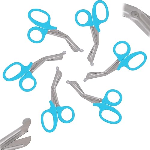 OdontoMed2011 6 PCS PARAMEDIC UTILITY BANDAGE FIRST AID STAINLESS STEEL TRAUMA EMT EMS SHEARS SCISSORS 7.25' TEAL ODM