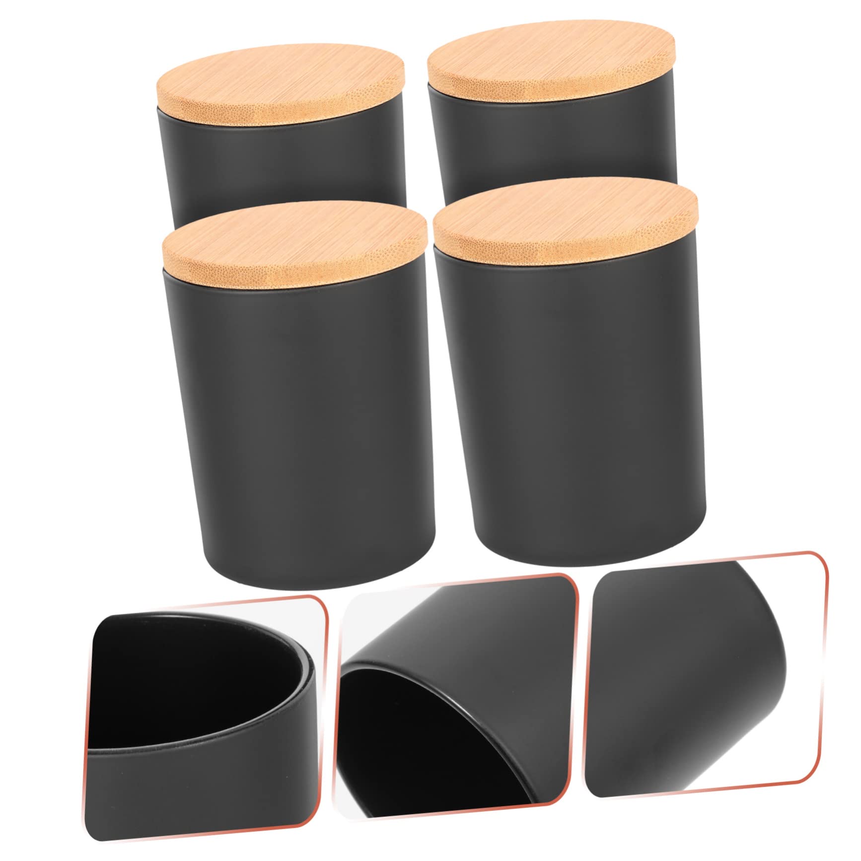 Artibetter 4sets Barattoli Con Coperchi in Bambù Per Candele Profumate Barattoli Per Fabbricazione Candele Adatti Per Spezie Da Cucina e Piccoli Oggetti
