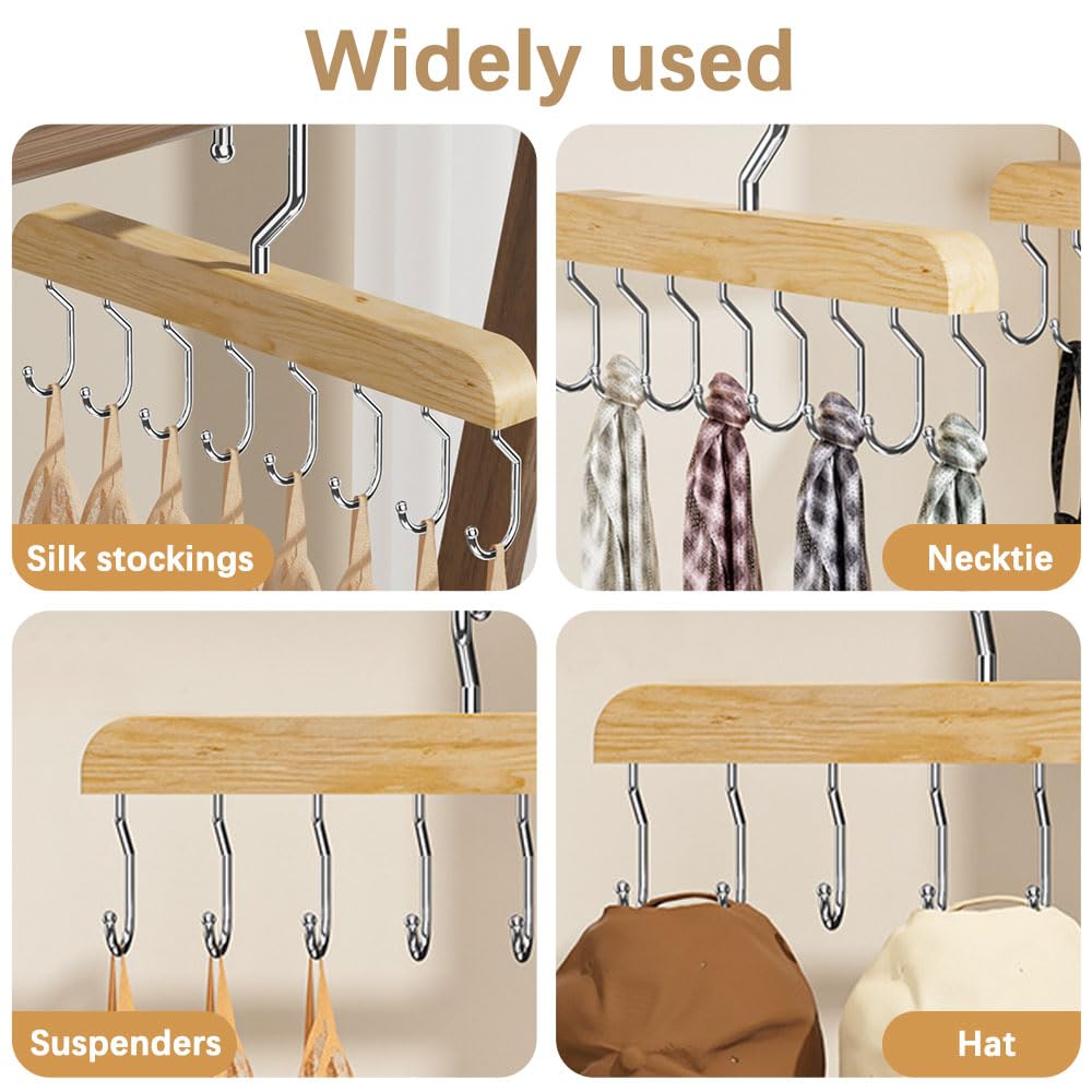 Gürtelhalter Aus Holz Mit 8 Haken - Praktischer Organizer Für Schrank & Garderobe