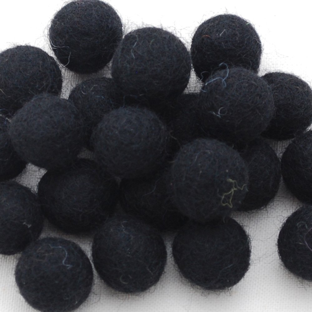 Oriental Direct Black 100% Wool Felt Balls - 1.5Cm - 10 Felt Balls