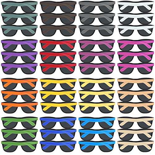 48 Pack 16 Colors Neon Party Sunglasses, 80’s Retro Style Party Favors Sun Glasses Bulk for...