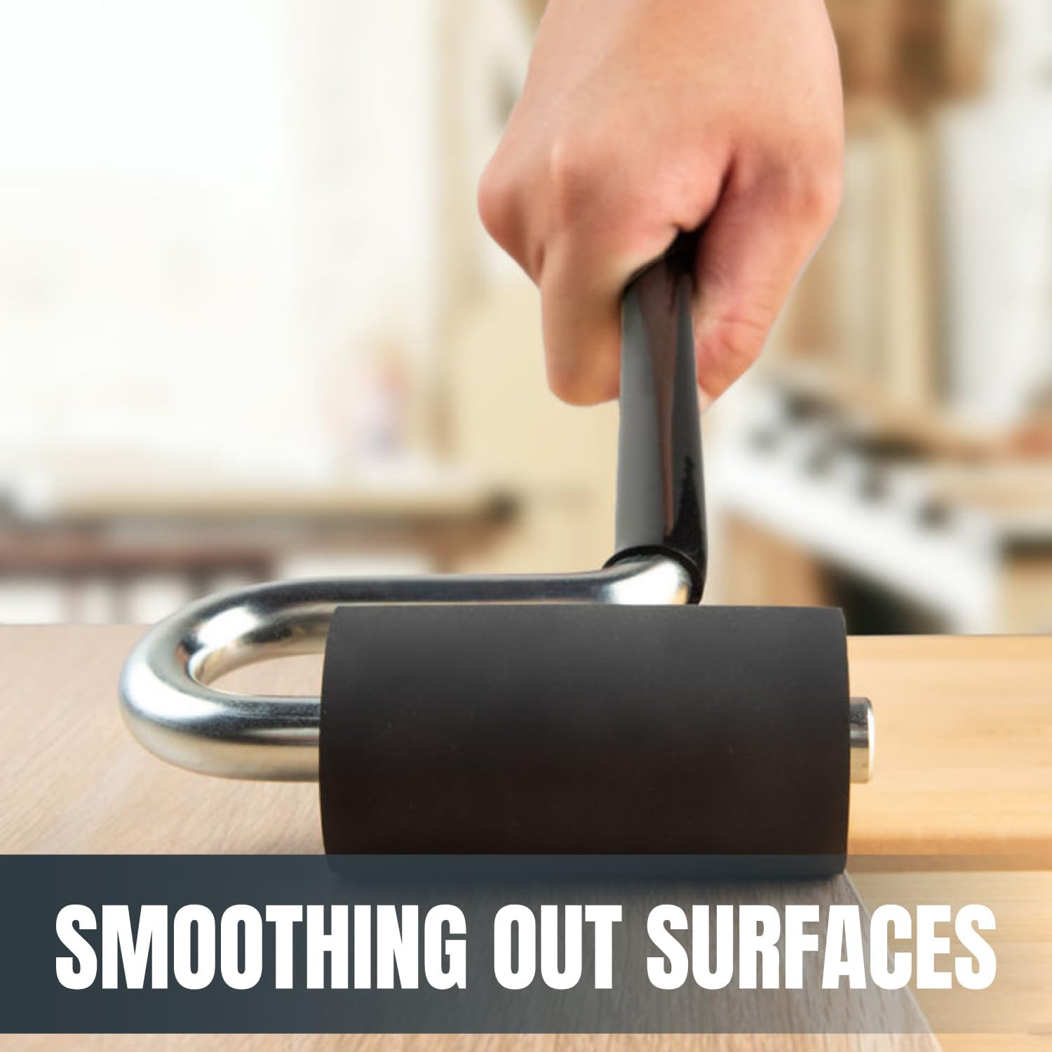 POWERTEC 2PK 12" Long Handle J Roller & 1PK Extendable Floor and Wall Roller for Vinyl Flooring, Tile & Linoleum Roller with Extendable 17" to 27" Handle