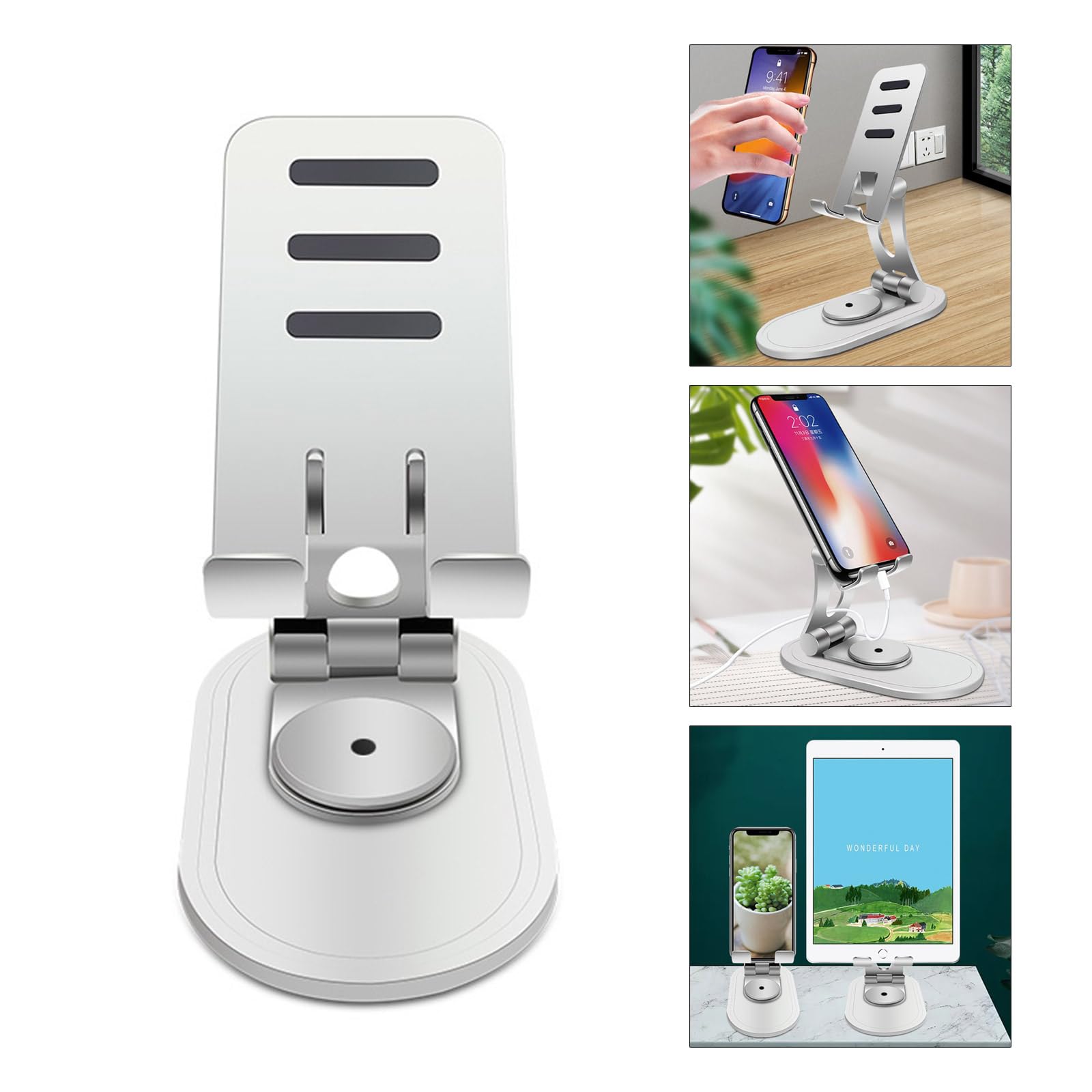Soporte ajustable para teléfono y tablet para ver videos, aprender a liberar las manos al cocinar, trabajar, jugar y plegar