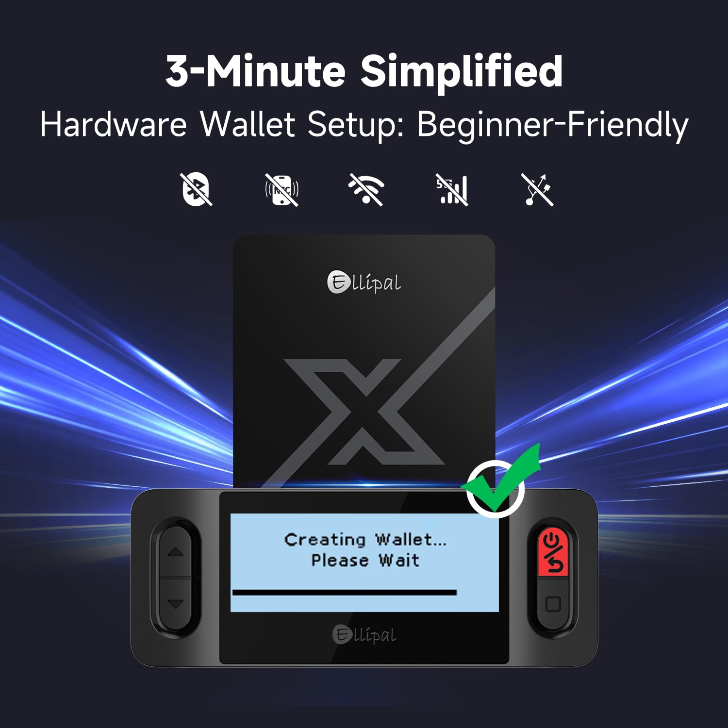 ELLIPAL X Card Air Gapped Crypto Cold Wallet mit Starterzubehör-Set, sichere Offline-Aufbewahrung für Bitcoin, Ethereum, NFTs und mehr als 10.000 Tokens