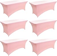 Vista 22 de Paquete de 2 Cubiertas de Mesa de Spandex de 4 pies para Mesas Plegables Rectangulares - Manteles Elásticos Ajustados Resistentes a las Arrugas