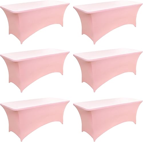 Miniatura 55 de Paquete de 2 Cubiertas de Mesa de Spandex Negro de 6 pies para Mesas Plegables Rectangulares Estándar - Manteles Elásticos Resistentes a las Arrugas
