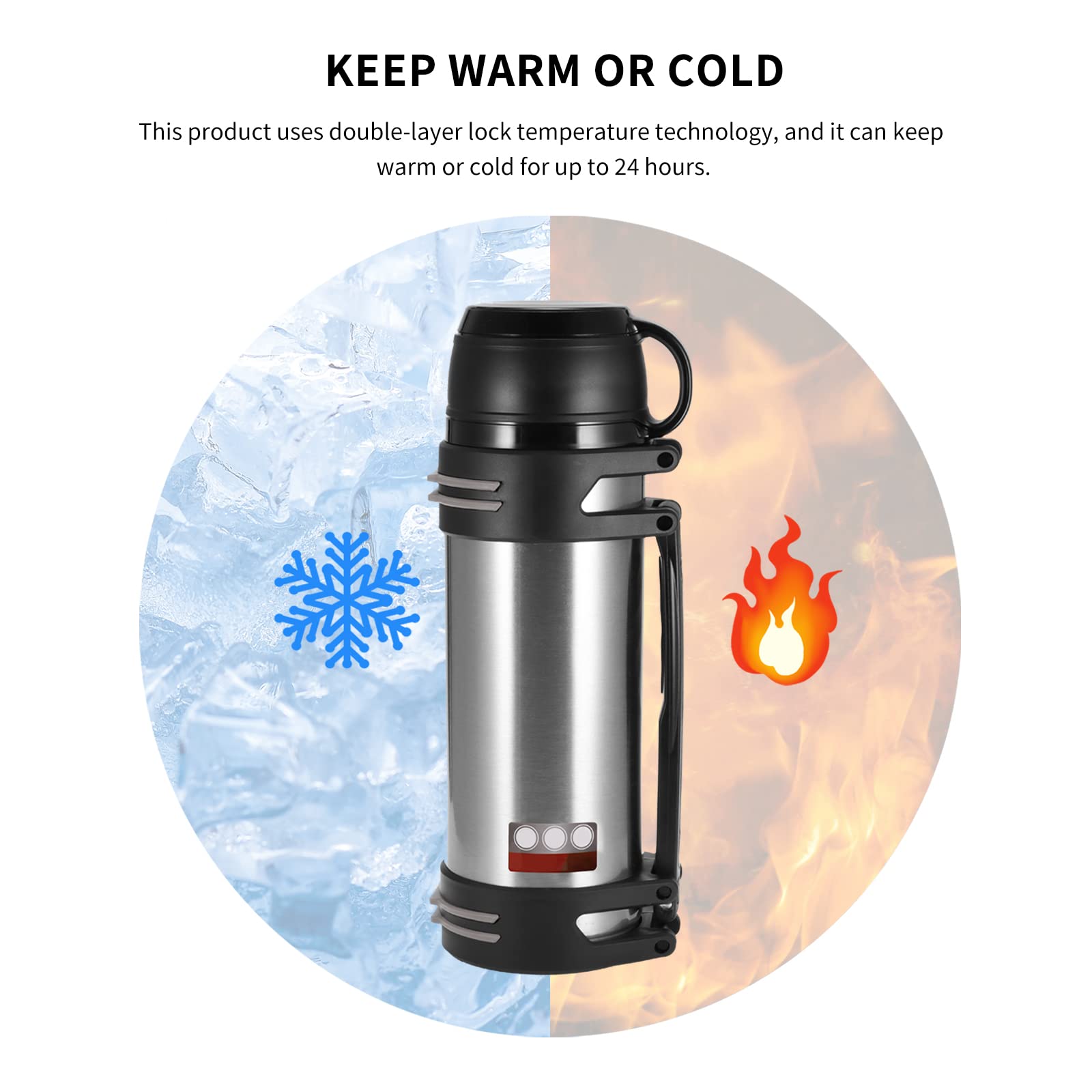 Flask for Hot Drink 2.5L Stainless Steel Vacuum Flasks for Hot and Cold Drinks Camping Insulated Flask with Cup and Handle - Image 4