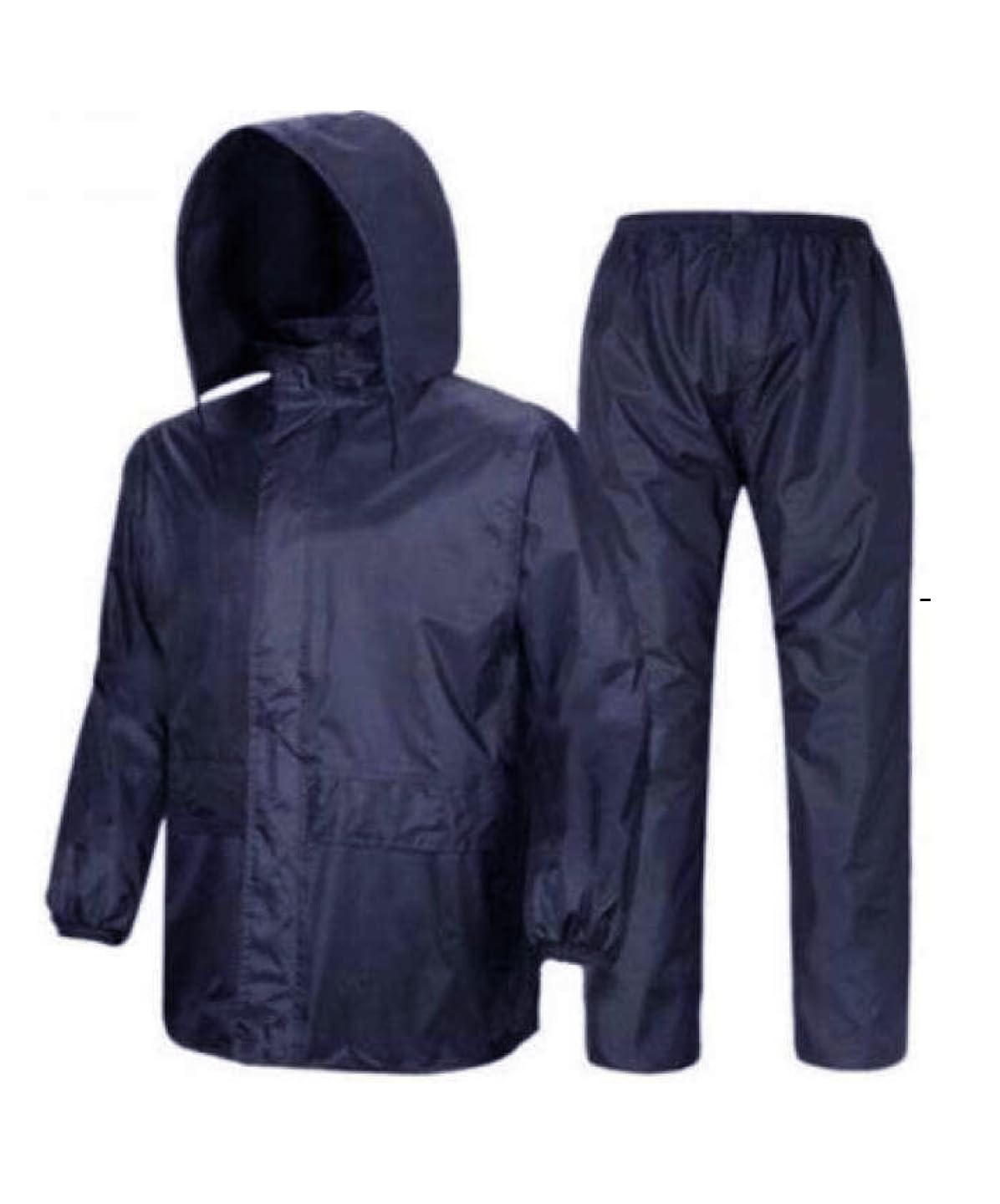 Rainwear Men's Raincoat Set, Coat with Pant Waterproof with Adjustable Hood Rain Suit-Black & Blue-image-46