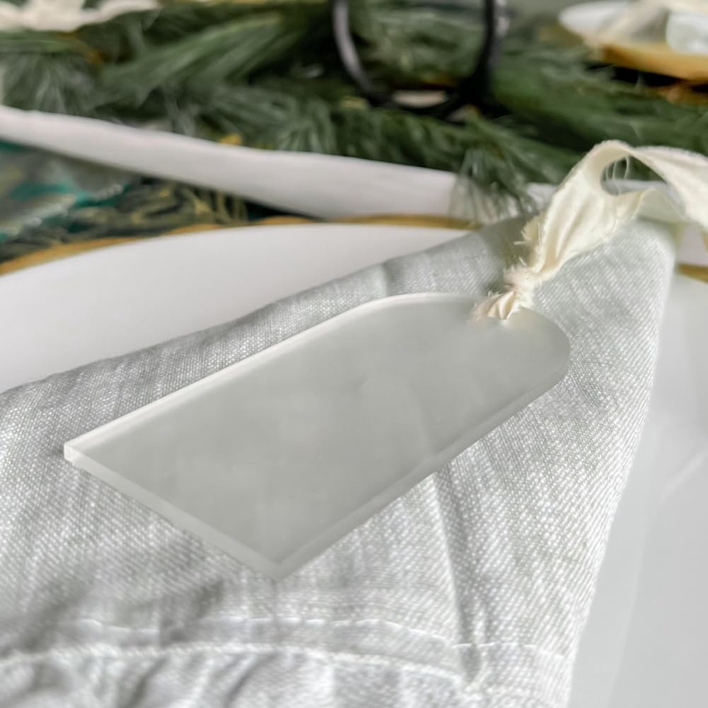 Lot de 100 Marque-Places Vierges en Acrylique givré Transparent pour Mariage, étiquettes Cadeaux - Plaque Nominative, Tableau de Places - Facile à Utiliser