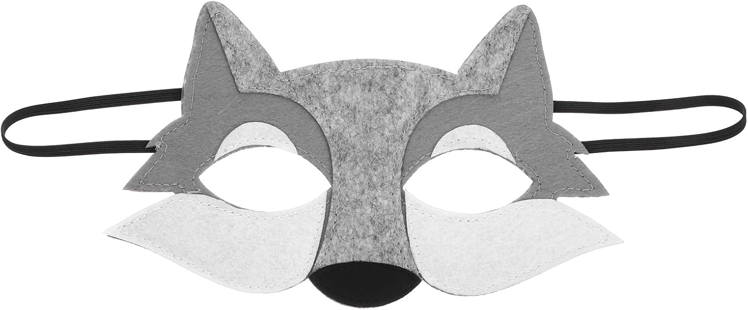 Wolf Head Mask for Kids Lightweight Felt Half Face Mask Cosplay Costume Accessory for Halloween Parties and Masquerade Events