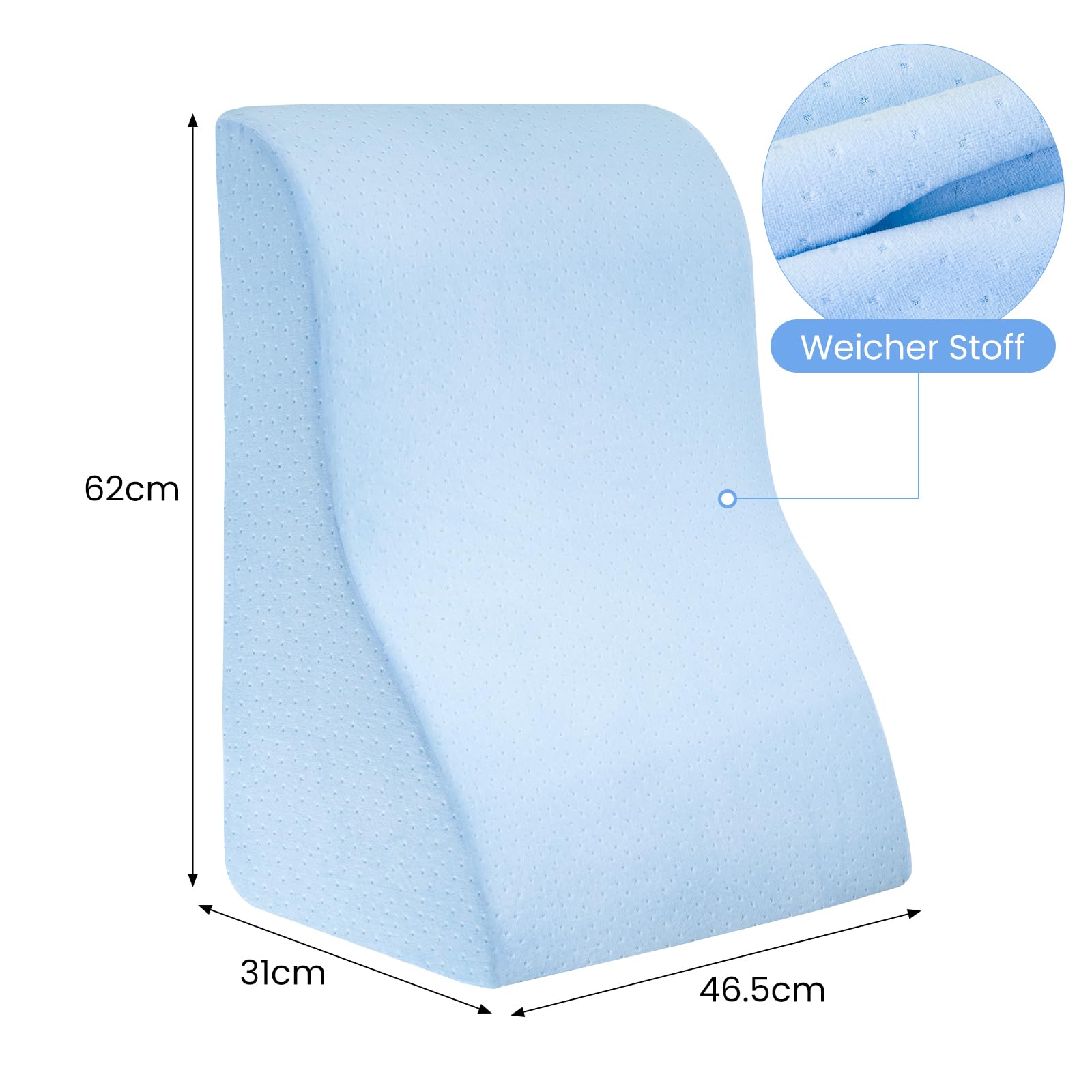 Youyijia Rückenkissen Lesekissen für Bett und Sofa Keilkissen Bett Lesekissen Ergonomisches Keilkissen Rückenkissen Sofa Bequemes Rückenkissens Zum Lesen Fernsehen Spielen & Entspannen (Blau)