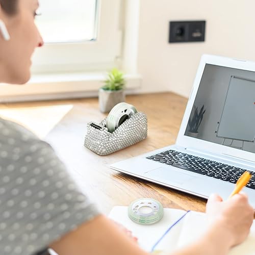 Miniatura 5 de Eersida Dispensador de cinta de purpurina de cristal brillante hecho a mano con diamantes de lujo, soporte de cinta de escritorio para oficina, con