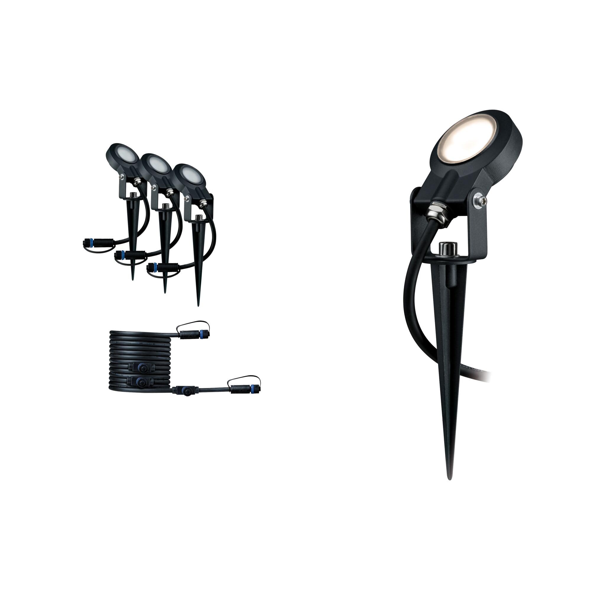 Paulmann 93689 Luminaria exterior Plug & Shine LED Sting incl. 3x6 W, regulable, estaca de jardín, antracita, luminaria de jardín, aluminio, exteriores, 3000 K