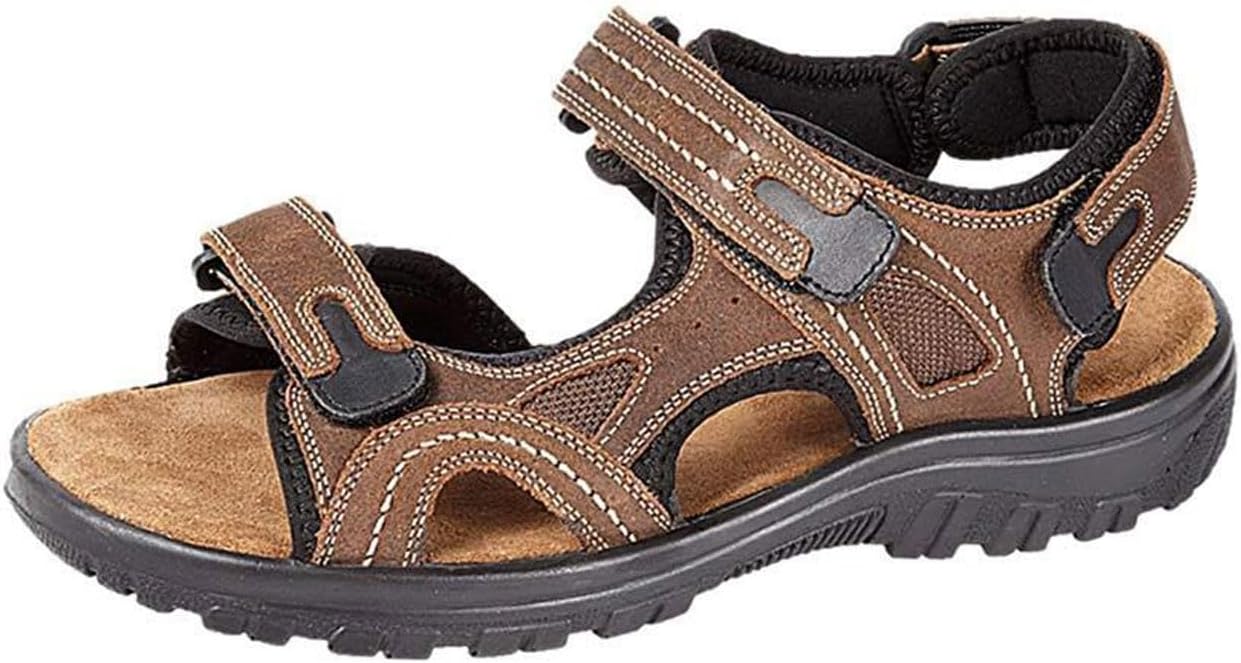 Mens Martin Real Leather Adjustable Touch Fasten Comfort Gladiator Summer Sandals Shoes