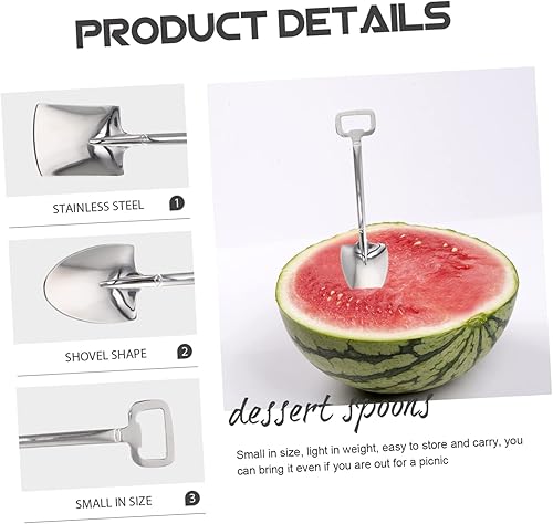 Miniatura 6 de HOMSFOU Cuchara de postre de 8 piezas, mini cucharas de pala, mini llave, accesorios para helado, abrelatas, cucharas en forma de pala, aperitivo,