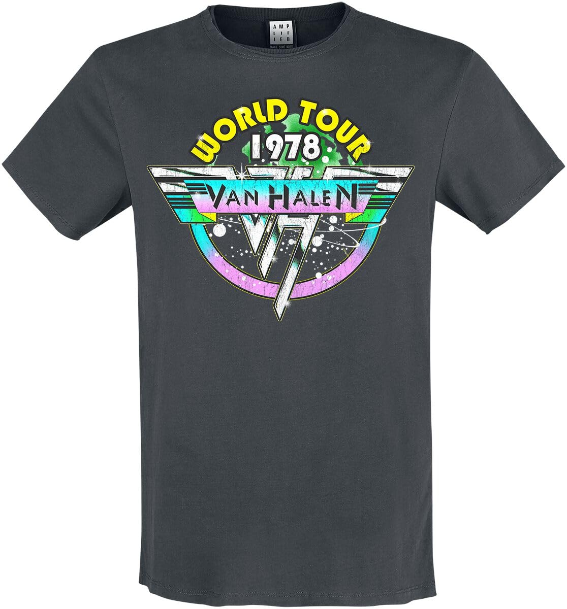 Amplified Van Halen World Tour 78' Mens T-Shirt in Charcoal (XX)
