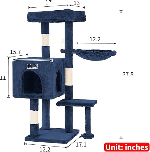 Miniatura 8 de FDW - Árbol para gatos de 37.8 pulgadas, torre para gatos para interiores con postes para rascar, mueble para gatos de varios niveles, centro de
