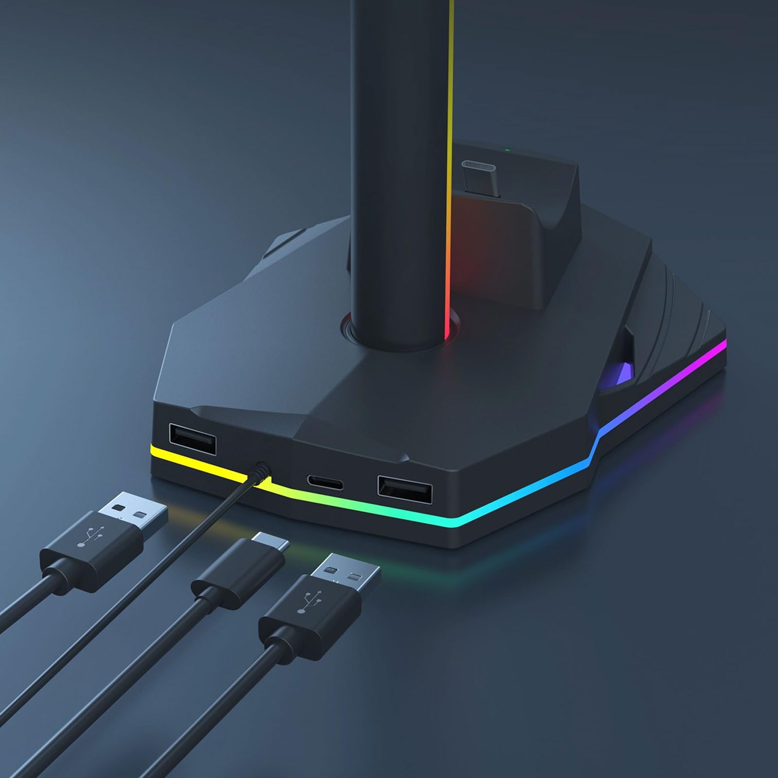 Supporto per Cuffie con Caricatore USB, Supporto per Cuffie Doppio per da Gioco RGB con 3 Porte di Ricarica USB, Adatto per Giochi da Tavolo, Giochi da Tavolo, Accessori