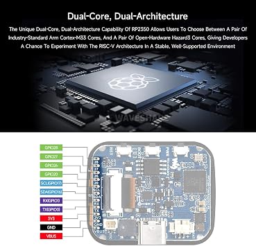 Waveshare RP2350 Microcontroller Development Board, With 1.69inch Touch LCD, Rounded Corners, Dual-Core & Dual-Architecture Design, 16MB Flash, Accelerometer And Gyroscope Sensor