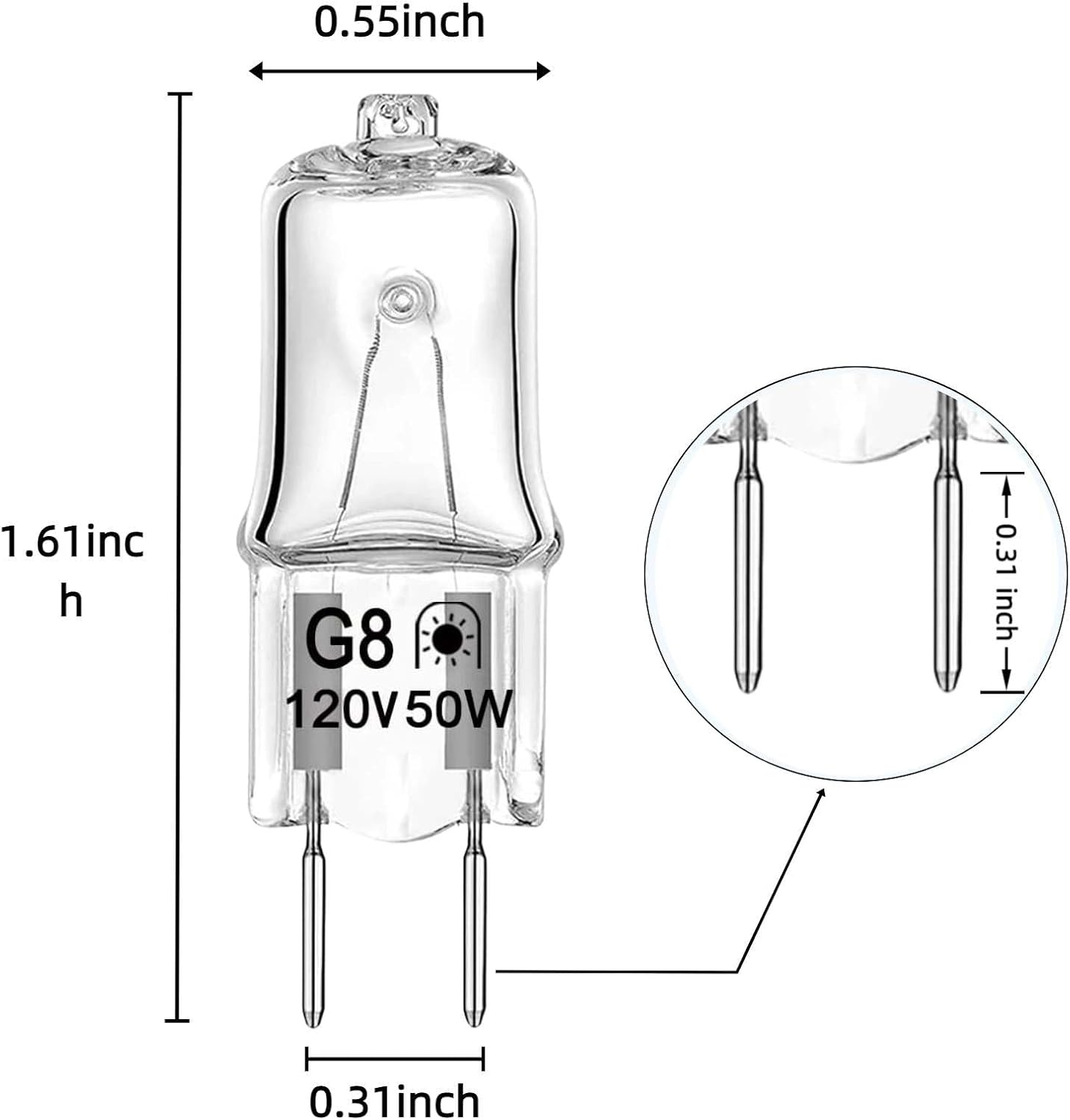 4 Pcs 6912A40002J Microwave Light Bulb for LG for Kenmore 120V 50W G8 | G8 halogen oven lamp replaces 2025028, EA3610037, PS3610037; built for bright, steady lighting