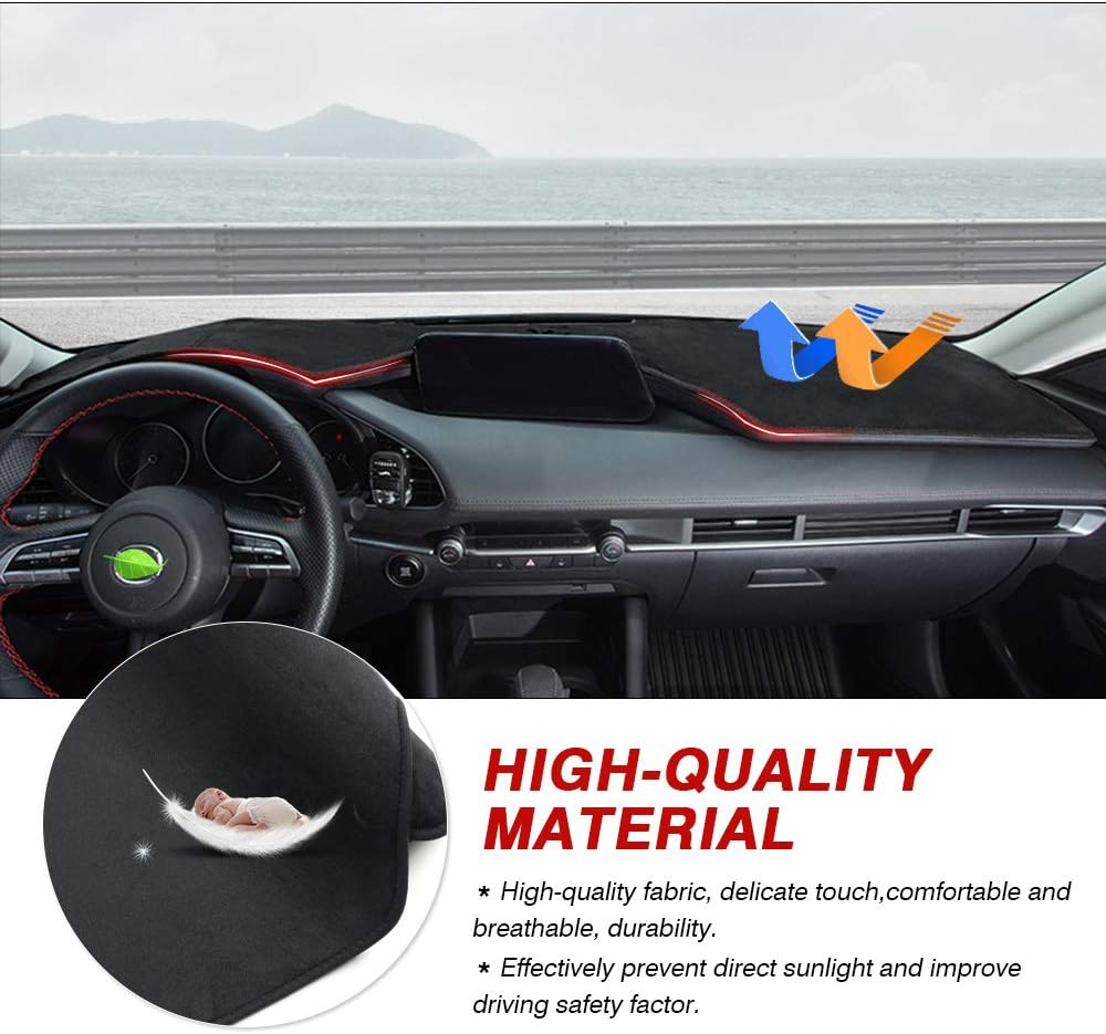 Autorder Dashboard Cover Mat for Mazda 3 2019-2025 Accessories Dash Cover Flannel Dash Mat Sunshade Glare UV Rays Protector (Without HUD)