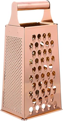 Kichvoe Rallador de cajas de acero inoxidable con 4 lados de rallador de limón y ajo, rallador de alimentos para queso parmesano, chocolate,