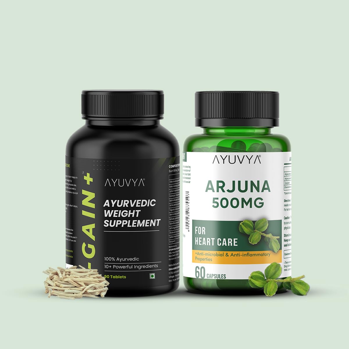 Ayuvya i-Gain+ & Arjuna Combo | i-gain+ helps in gaining weight for men & women | Arjuna Capsules helps in improving heart health Ayuvya i-Gain+ & Arjuna Combo | i-gain+ helps in gaining weight for men & women | Arjuna Capsules helps in improving heart health