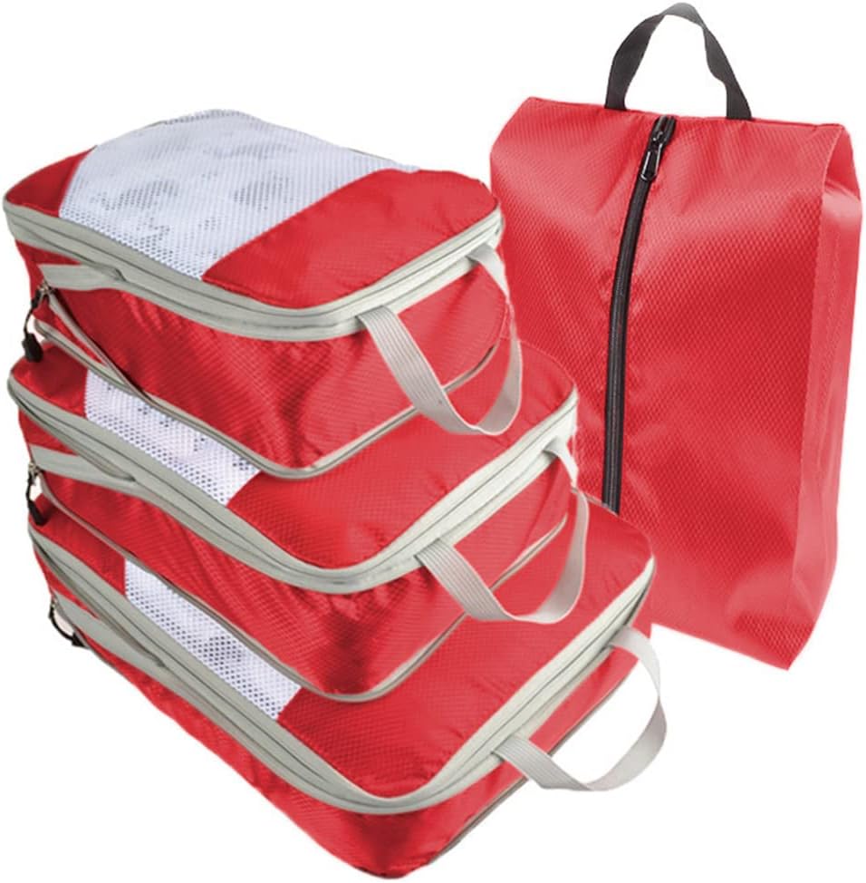 4 PCS Compression Packing Cubes for Suitcase Travel Luggage Organizer Bags Set Packing Organizers Compression Suitcase Bag Travel Essential Bag
