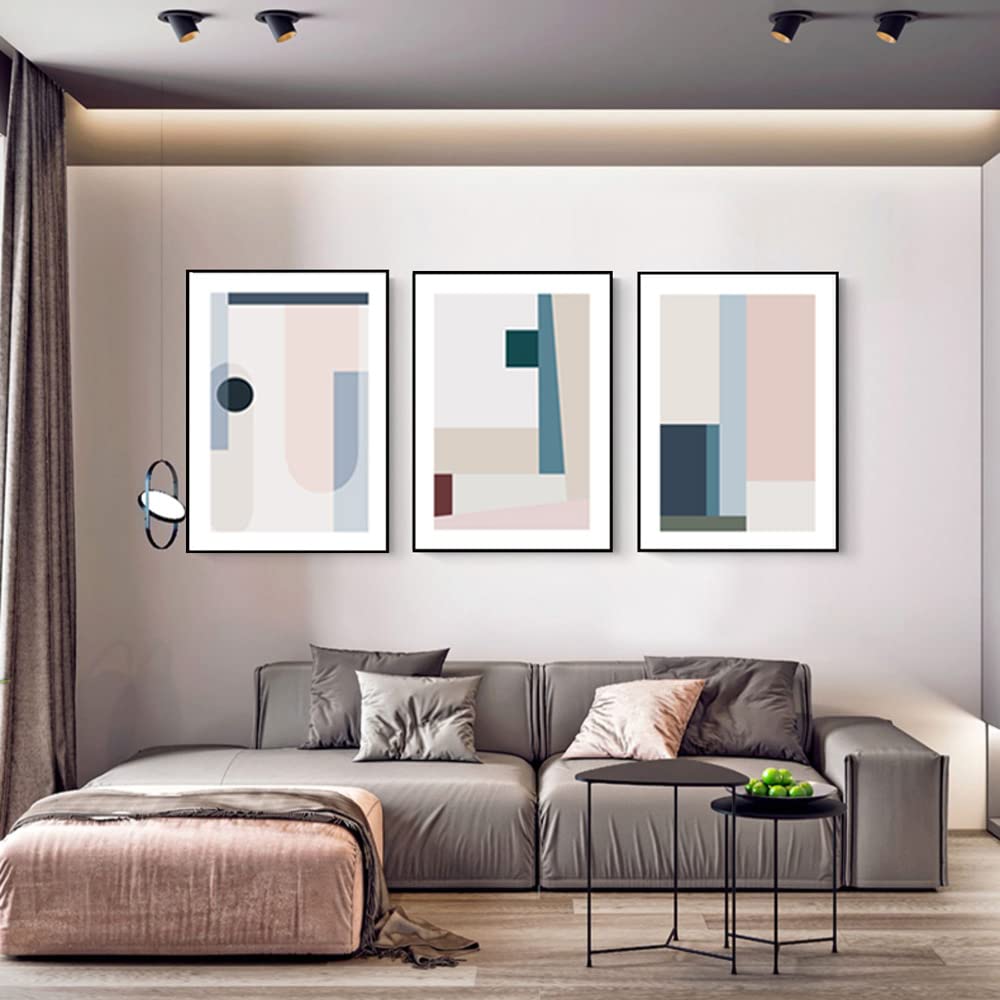 Canvas Wall Art Set of 3 Boho Framed Wall Decor Paintings Print Abstract Artwork Pictures for Living Room Bedroom Dining Room Office Wall Decor Office Kitchen Size 24 "X 32" (Blue, 24" X 32")