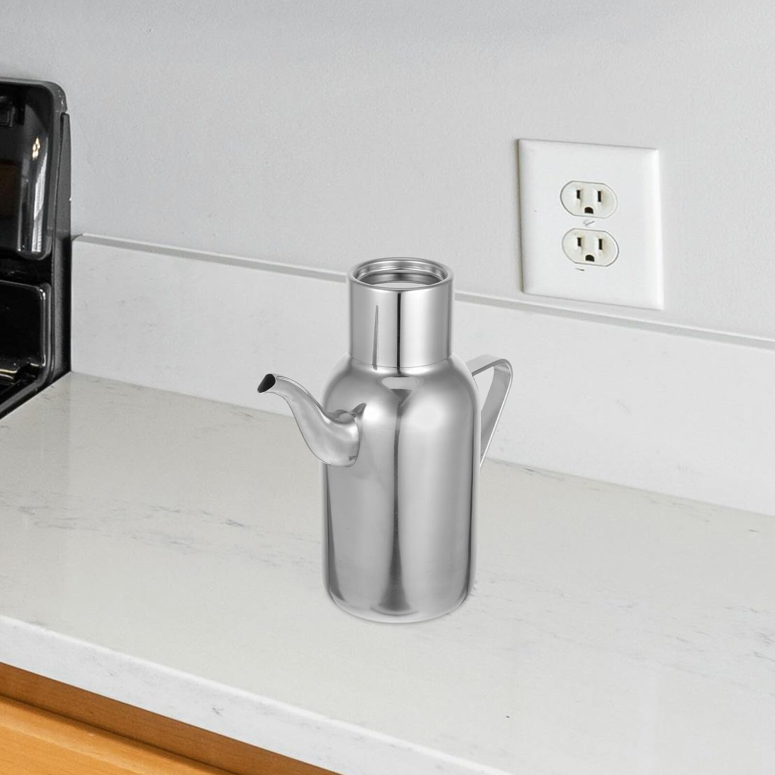 Dispensador de Aceite de Acero Inoxidable 800ml Plata | Uso en Cocina, Fácil de Limpiar y No Daña Manos, Acabado Redondo de Fabricación Cuidada
