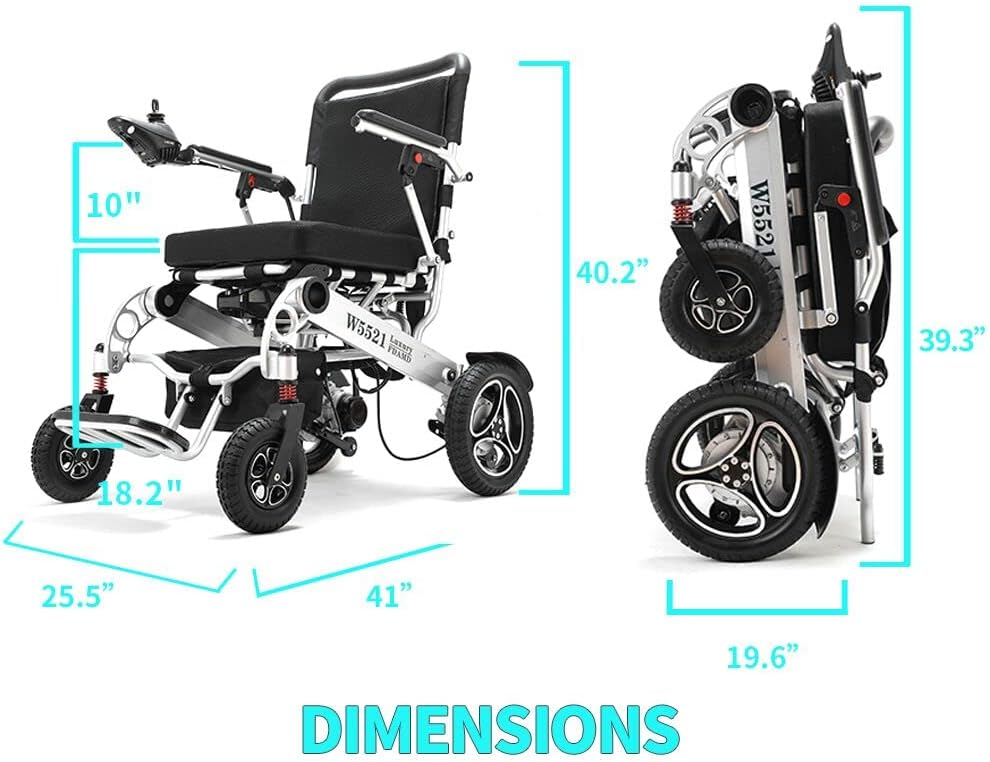 Intelligent Folding Electric Wheelchair for Adults, Lightweight Foldable Powered Wheelchair, Power Wheelchair, Portable Folding Carry Wheelchair, Durable Wheelchairs : Health & Household