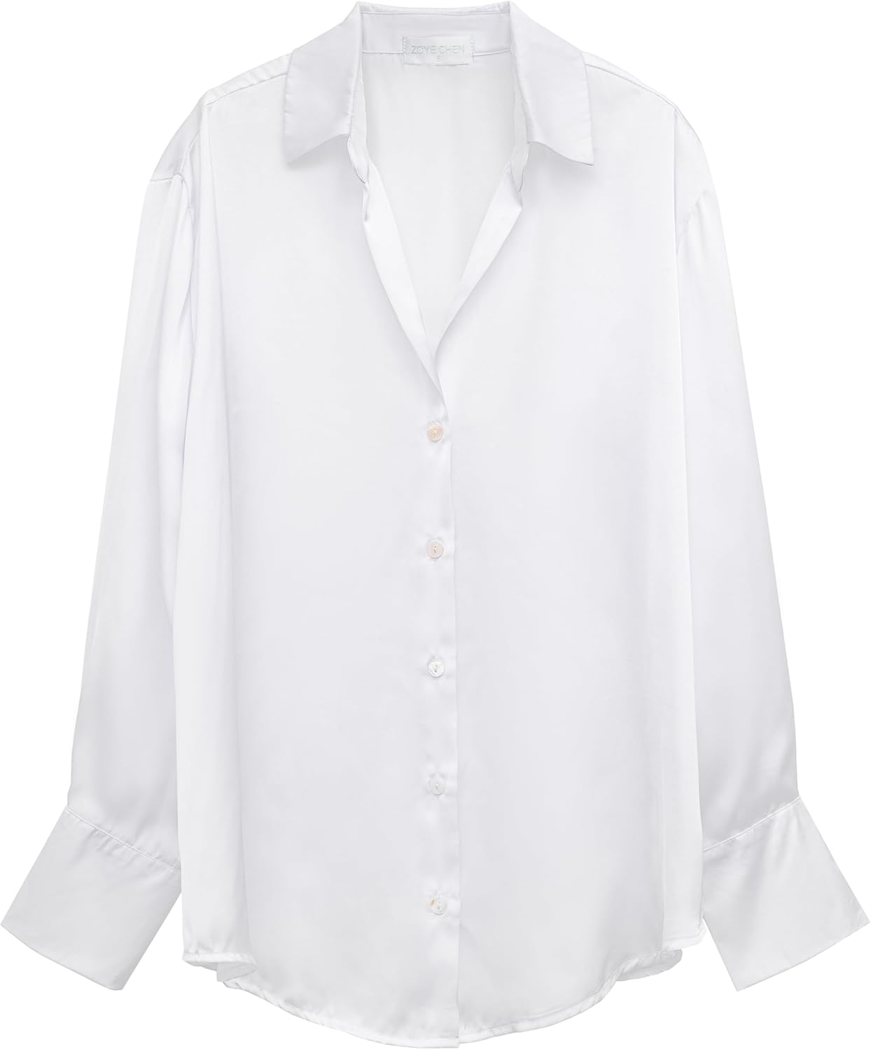 Zoye Chen Women’s Satin Long Sleeve Blouse, Oversized Silk Button Down Shirts for Women, Loose Fit Office Casual Business Top - Image 6