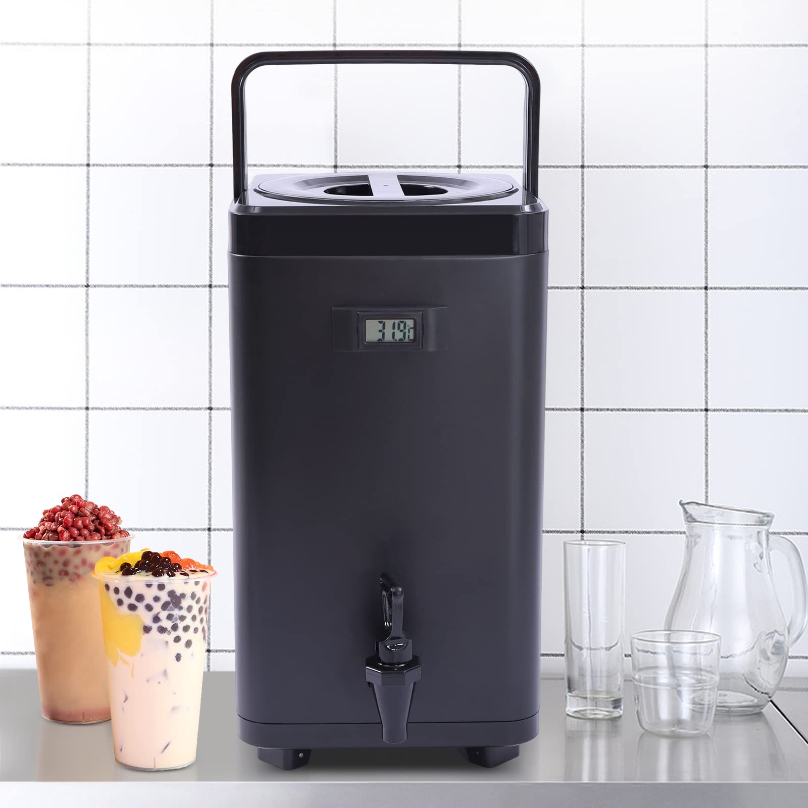 Dispensador de Bebidas Aislado de 3,17 gal/17 l, dispensador térmico de Bebidas frías y Calientes de Acero Inoxidable 304 con Grifo, Servidor de Bebidas con retención de Temperatura de 24 ho