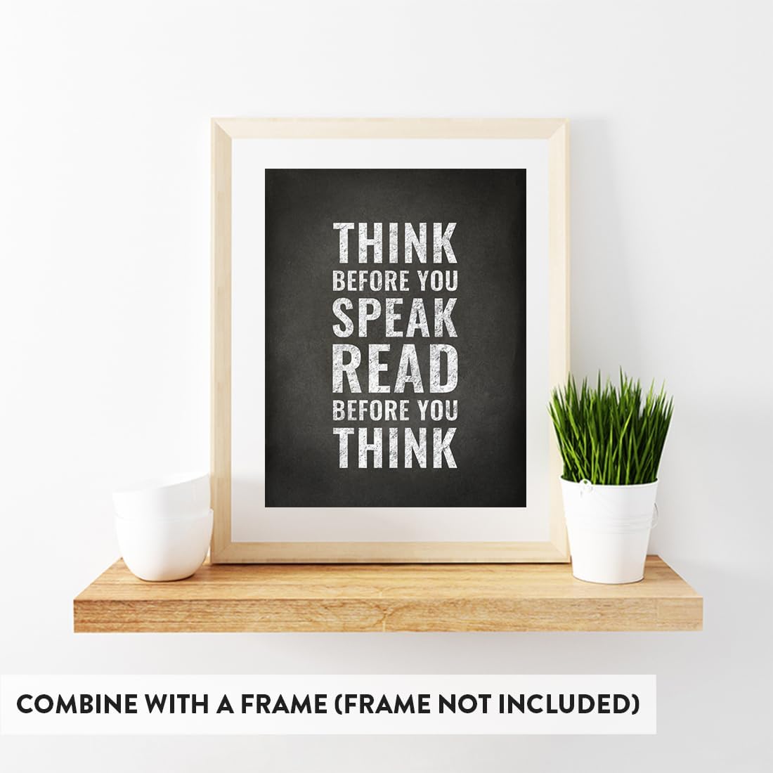 Andaz Press Library Wall Art, Think before you speak. Read before you think, 8.5x11-inch Books, Reading Quotes Office Home, Classroom Gift Print, 1-Pack, UNFRAMED Think Before You Speak Poster