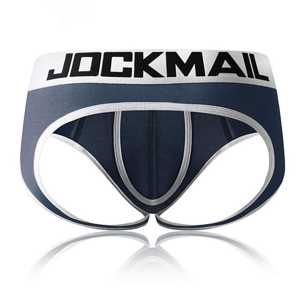 Jockmail Men's Grey Sexy Backless Briefs Jock Strap G Strings Sexy Briefs Bulge Pouch Briefs Thongs Gay Underwear Bikini Thongs (Xxl, )