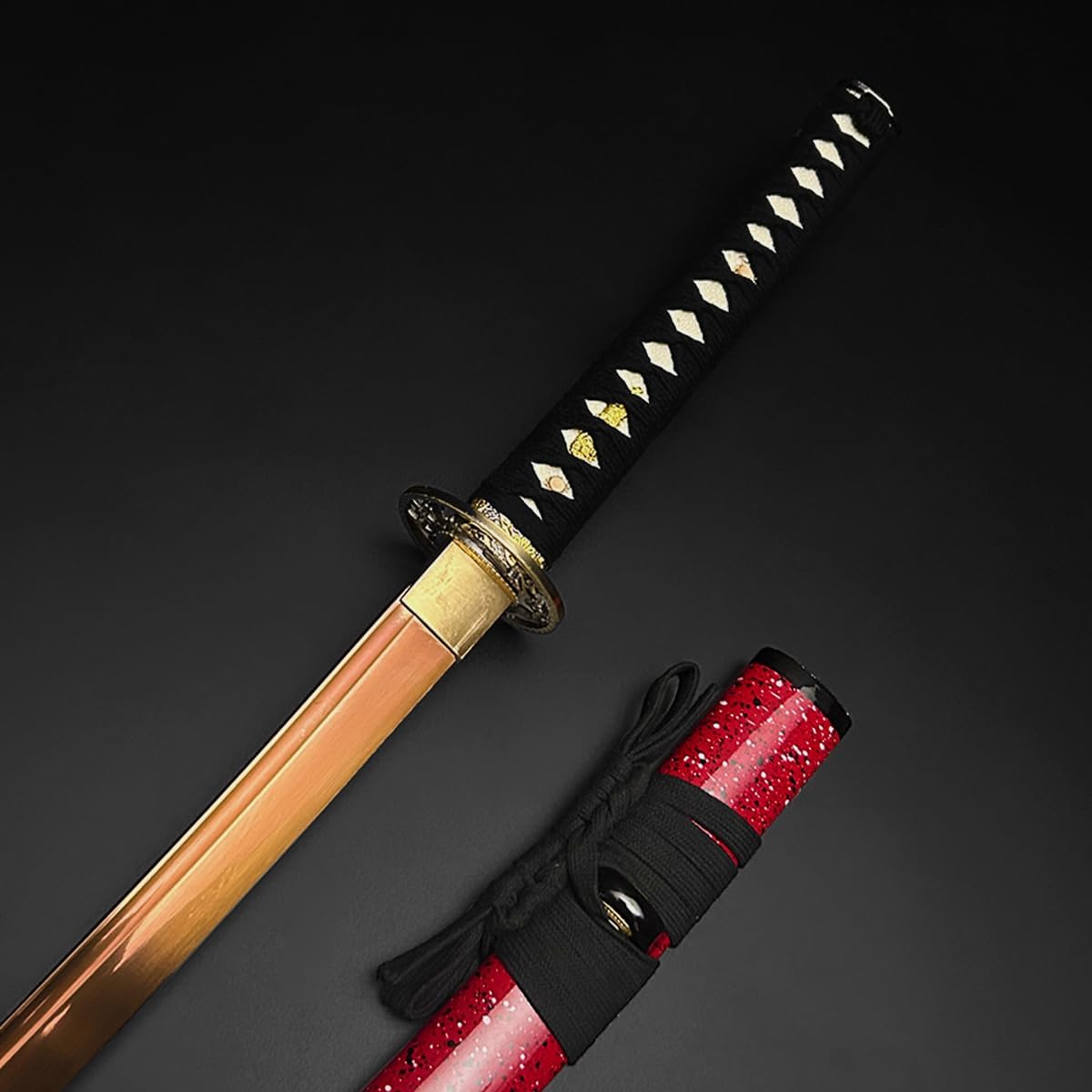 Musha Hand Forged High Carbon Steel Samurai Sword Katana, Color Blade (Choose Your Color)