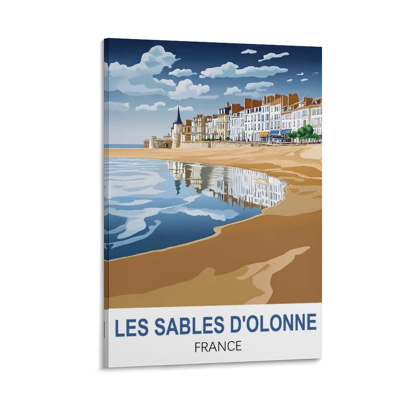 Ctzikww Frame-Style Les Sables D'olonne France Vintage Travel Poster 12X18inch(30X45cm) Canvas Art Prints Picture Wall Art Painting