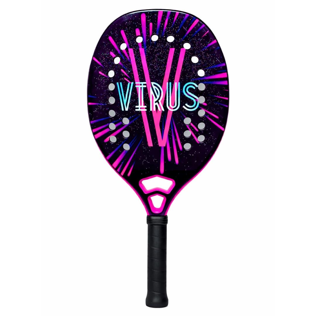 VIRUS Obsession Raqueta Beach Tennis Profesional – Carbono 18K, Black EVA Soft, Balance Medio, Spin y Control, Incluye Funda