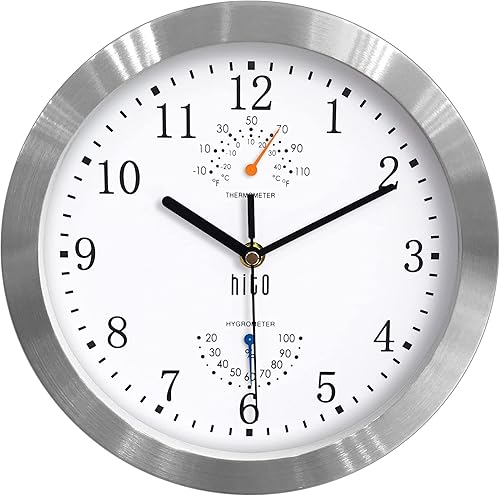 Miniatura 8 de HITO Reloj de pared silencioso Reloj de pared silencioso con marco de metal y tapa de cristal de 10 pulgadas
