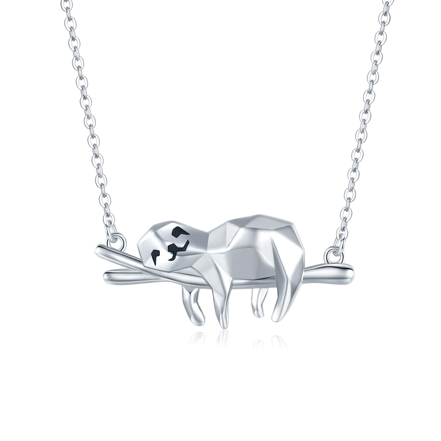 JUSTKIDSTOY Sloth Necklace Sterling Silver “Slow Down Be Happy” Slider Sloths Stuffed Animal Pendant Jewelry Charm Gifts for Women