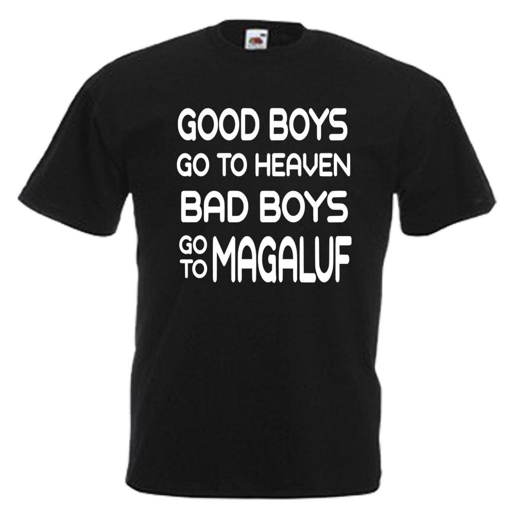 Shaniztoons Boys Black Bad Go To Magaluf Lads Holiday Funny Slogan Mens Unisex T-Shirt Medium