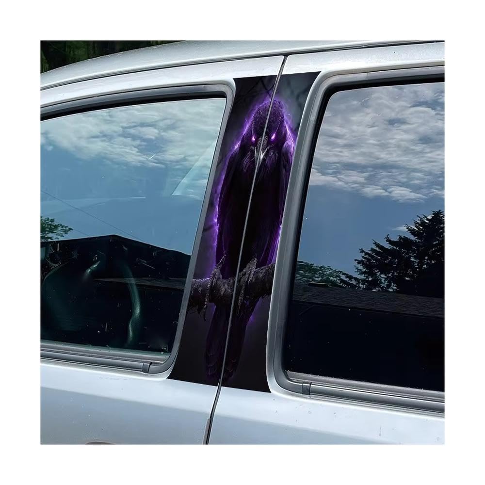 Bertdcx One Color Magic Raven Glossy Material Protective Film Car Pillar Decals Waterproof Stickers Auto Parts