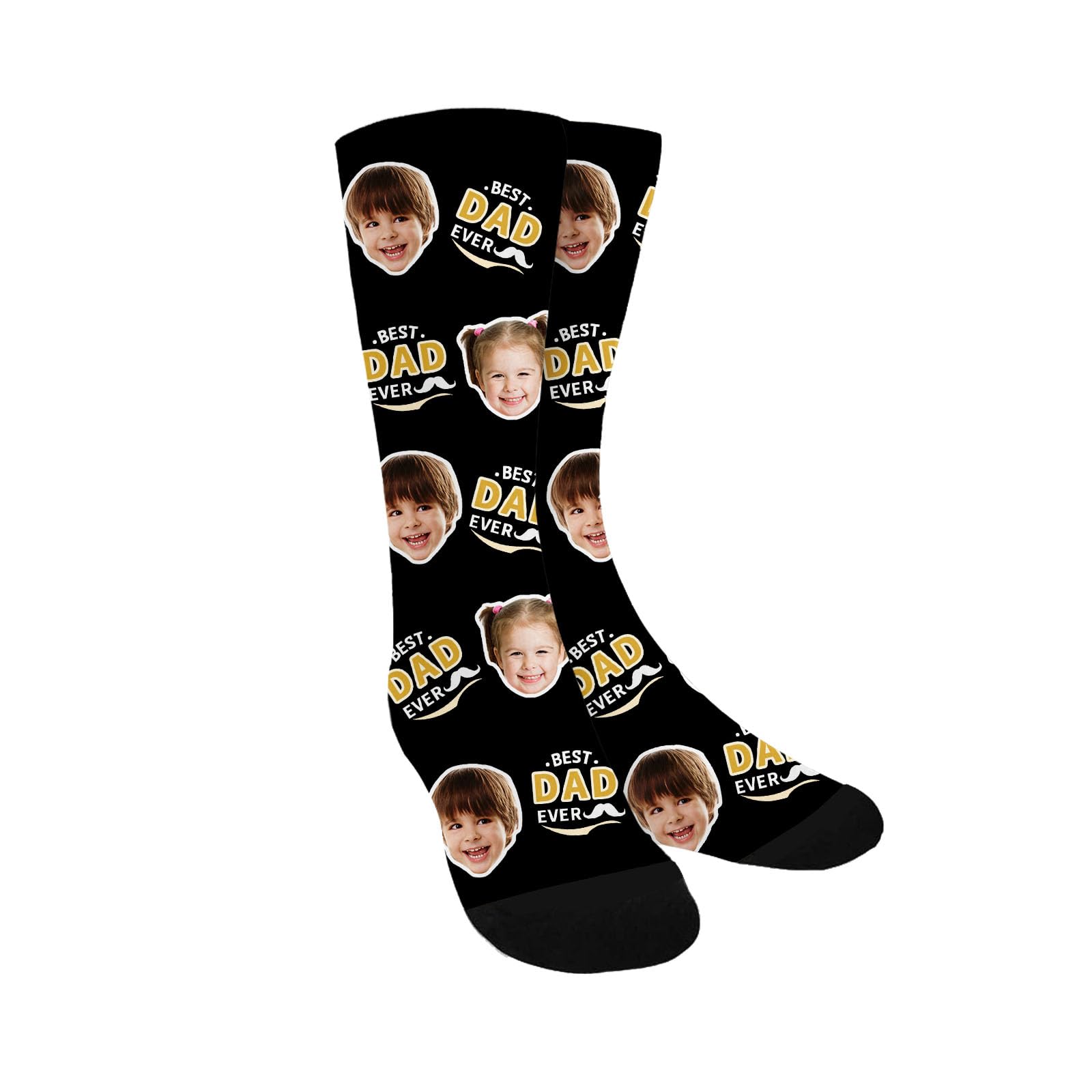 Custom Photo Pet Face Socks, Love Heart Crew Socks with 2 Faces for Men Women